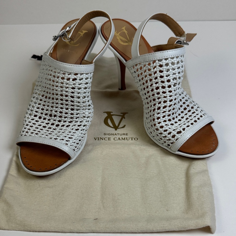Signature Vince Camuto Woven Leather Slingback Sandal